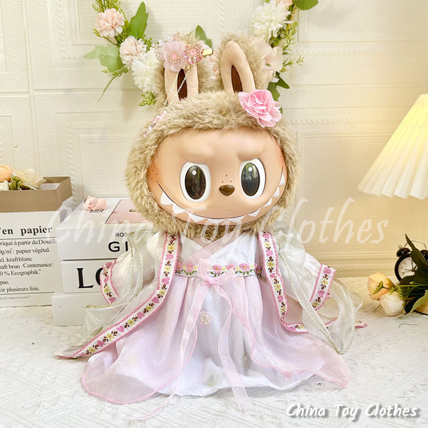 LABUBU 38cm 15inch The Monsters Plush Doll Clothes Handmade Traditional Chinese Skirt NO TOY