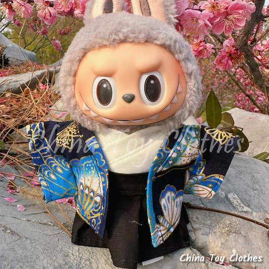 LABUBU 17cm The Monsters Plush Doll Clothes Lovely Japanese Boy Style Kimono NO TOY