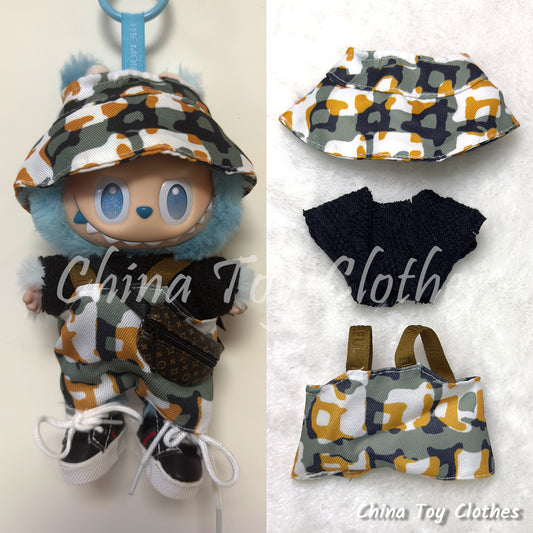 LABUBU 17cm The Monsters Plush Doll Replacing Clothes Leisure Travel Style Gentleman Outfit NO TOY