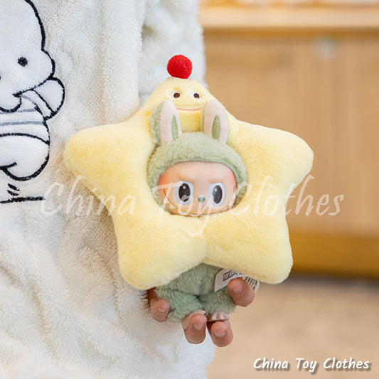 LABUBU 17cm The Monsters Plush Doll Clothes Lovely Yellow Star Hat NO TOY