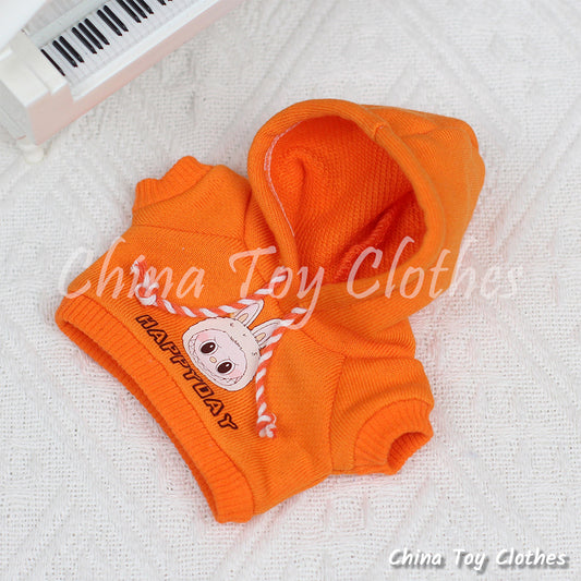 LABUBU 17cm Les Monstres Peluche Poupée Vêtements Orange Labubu Happyday Capuche PAS DE JOUET