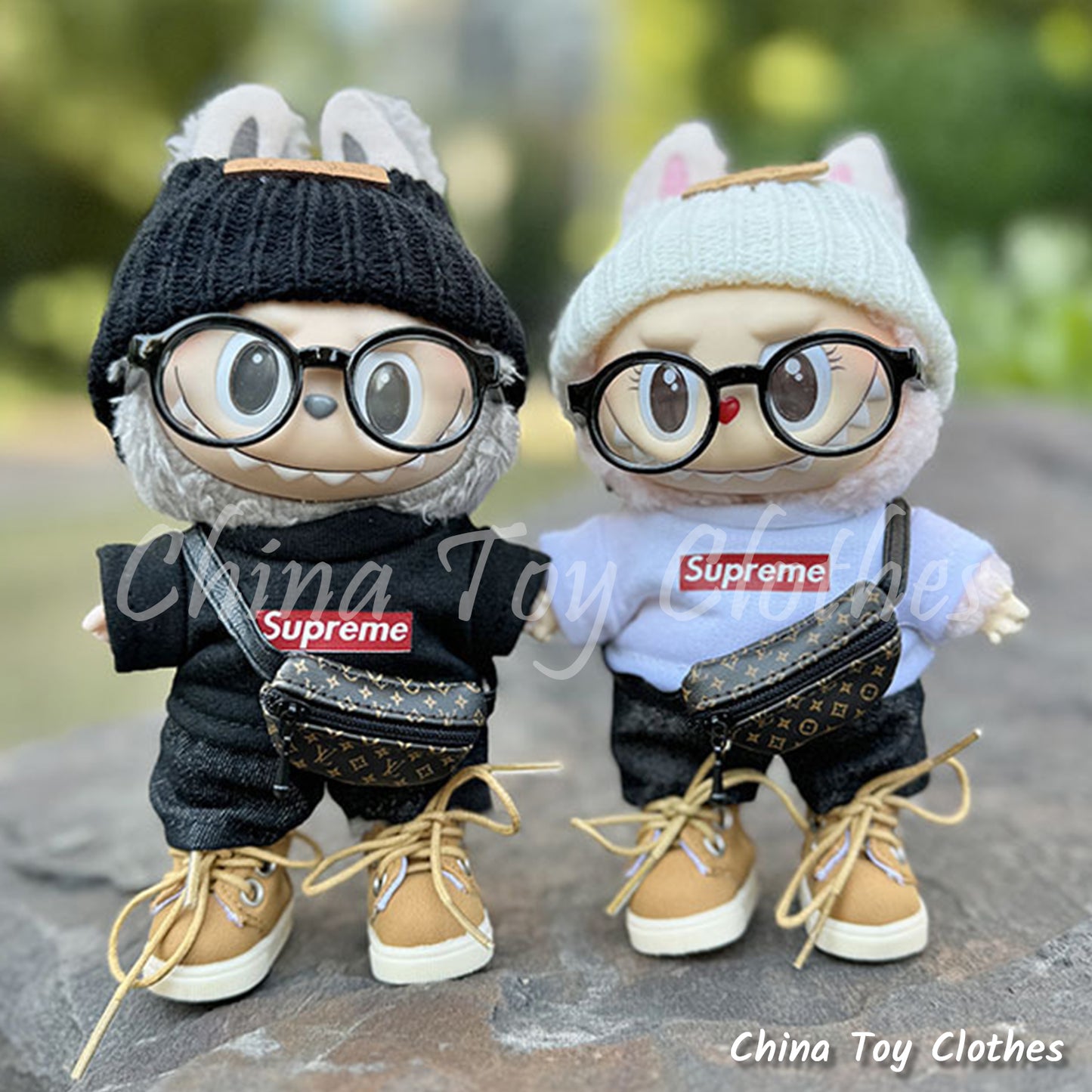 LABUBU 17cm 怪獸毛絨公仔衣帥哥漫畫風格 4 件套無玩具