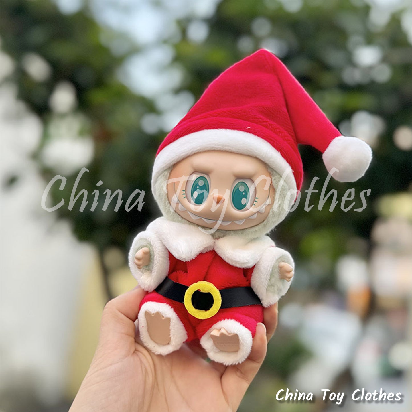 LABUBU 17cm The Monsters Plush Doll Clothes Xmas Christmas Santa Claus Outfit NO TOY