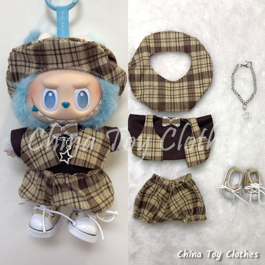 LABUBU 17cm The Monsters Plush Doll Replacing Clothes Leisure Medieval Style Gentleman Outfit NO TOY