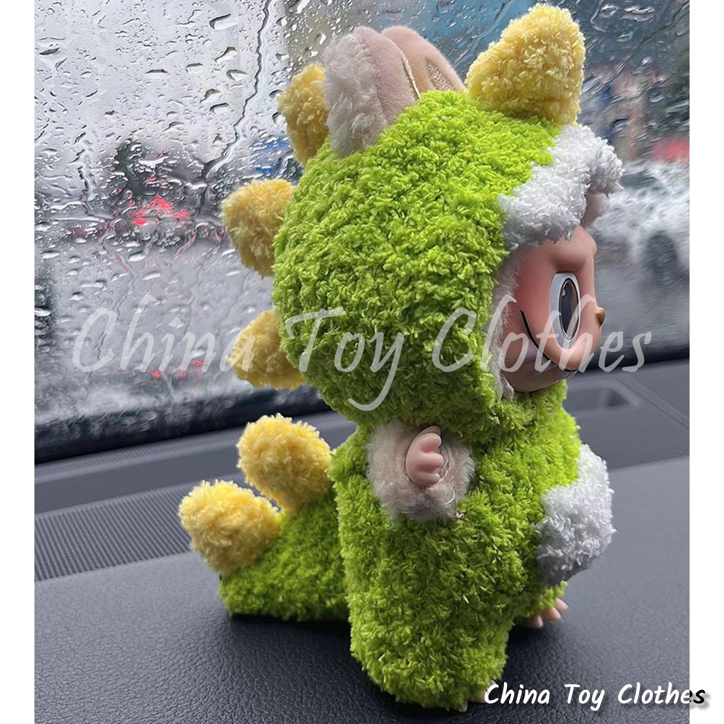 LABUBU 17cm The Monsters Plush Doll Clothes Adorable Green Cloud Cotton Dino Dinosaur Suit NO TOY