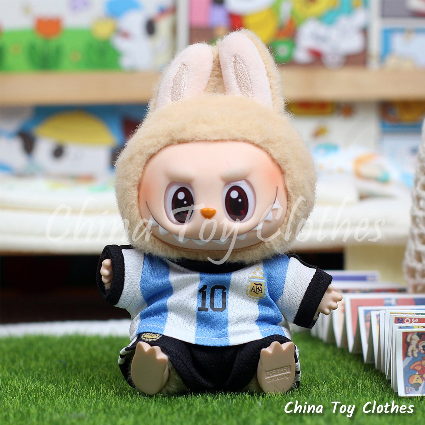 LABUBU 17 公分怪獸毛絨玩偶衣服湖人 77 號籃球運動服無玩具