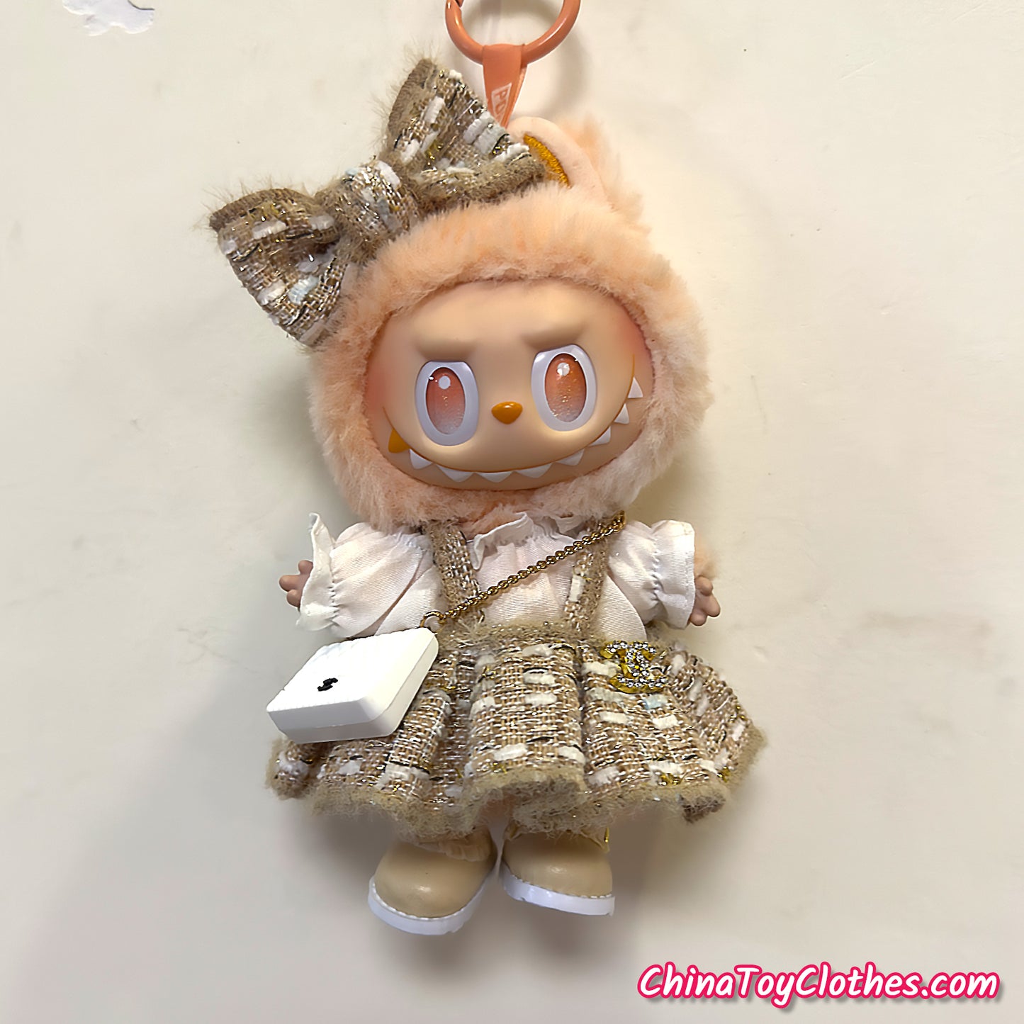 LABUBU 17 公分怪獸毛絨娃娃衣服富婆女孩 GG 套裝無玩具