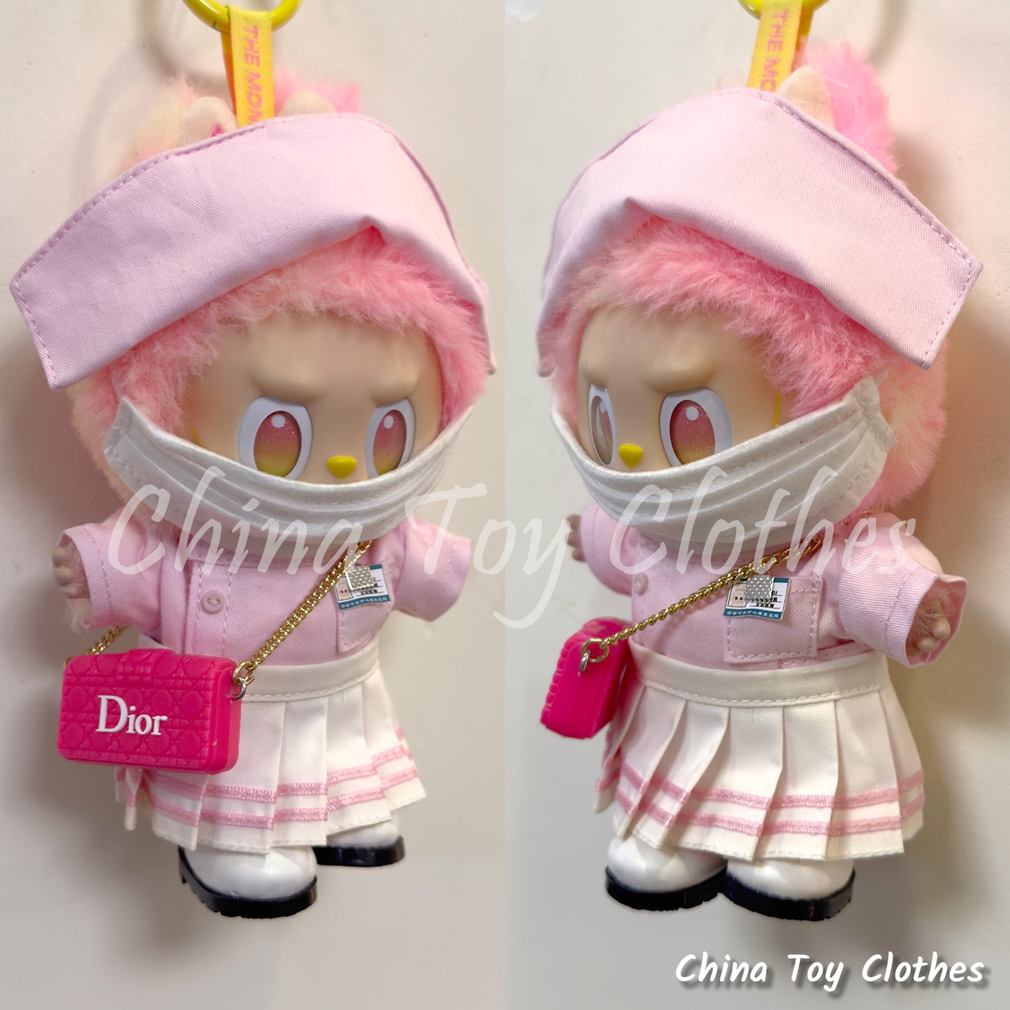 LABUBU 17cm The Monsters Plush Doll Handmade Clothes Cute Female Doctor or Nurse Outfit NO TOY