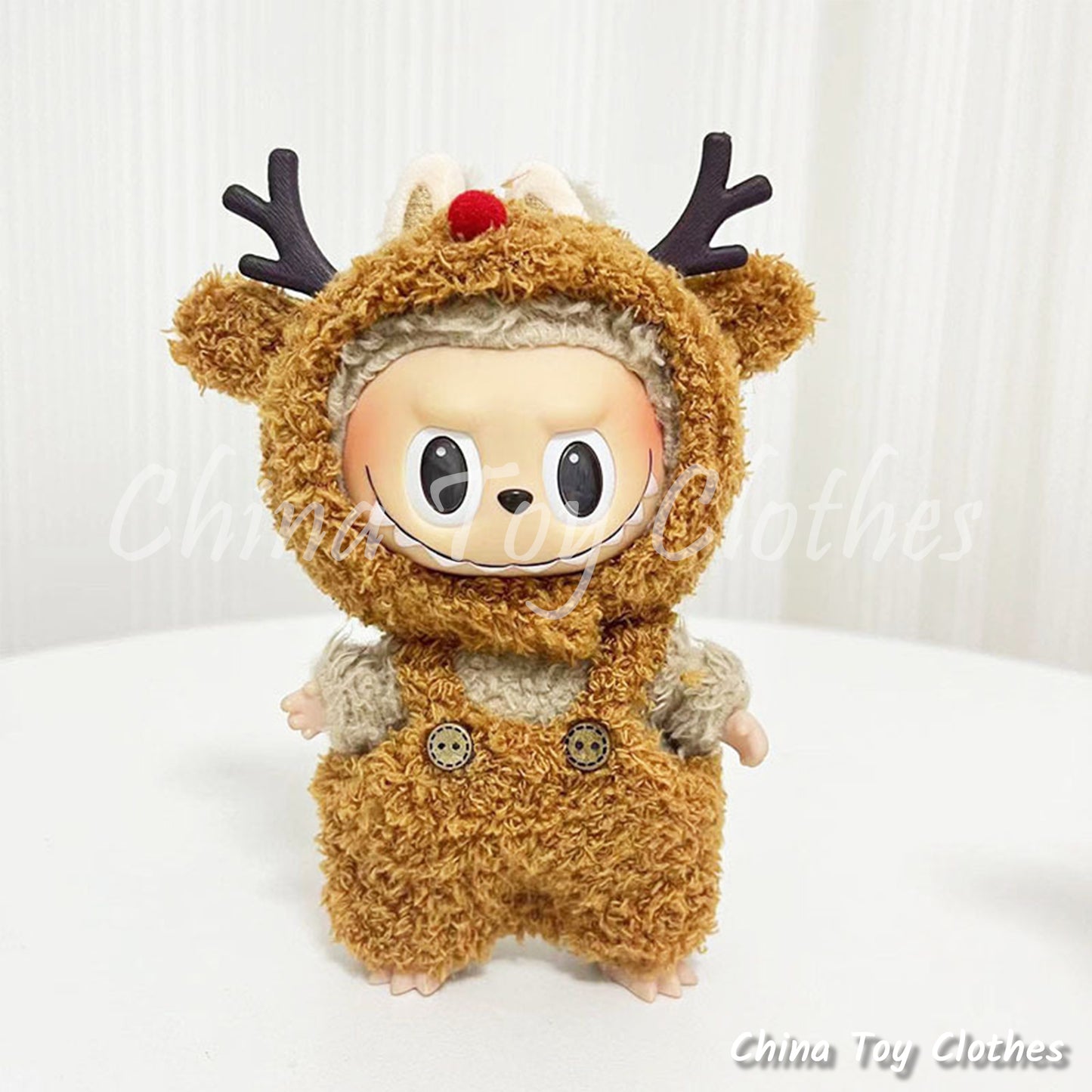 LABUBU 17cm The Monsters Plush Doll Clothes Adorable Brown Cloud Cotton Rudolph the Deer NO TOY