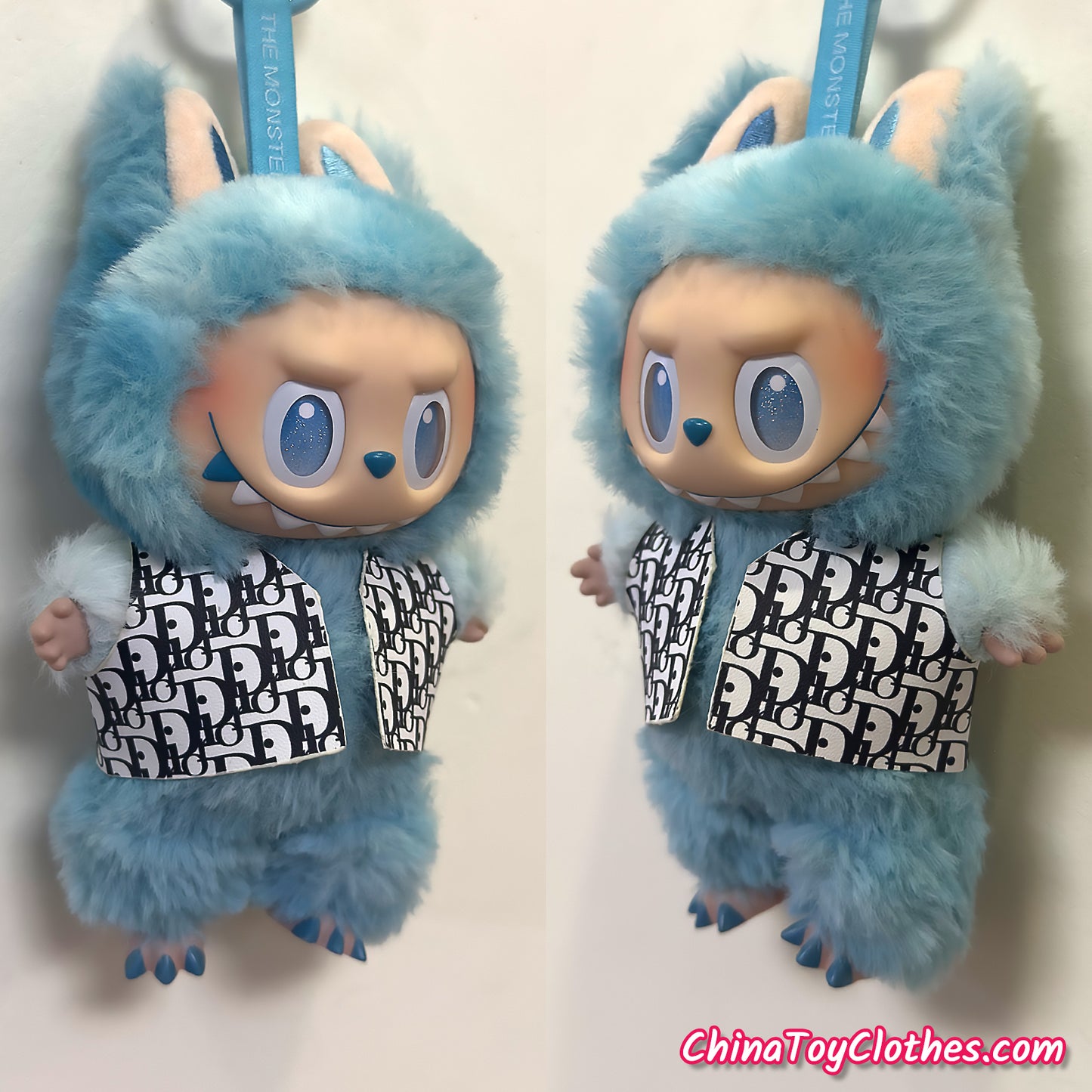 LABUBU 17cm The Monsters Plush Doll Replacing Clothes Handmade Black DD Waistcoat  NO TOY