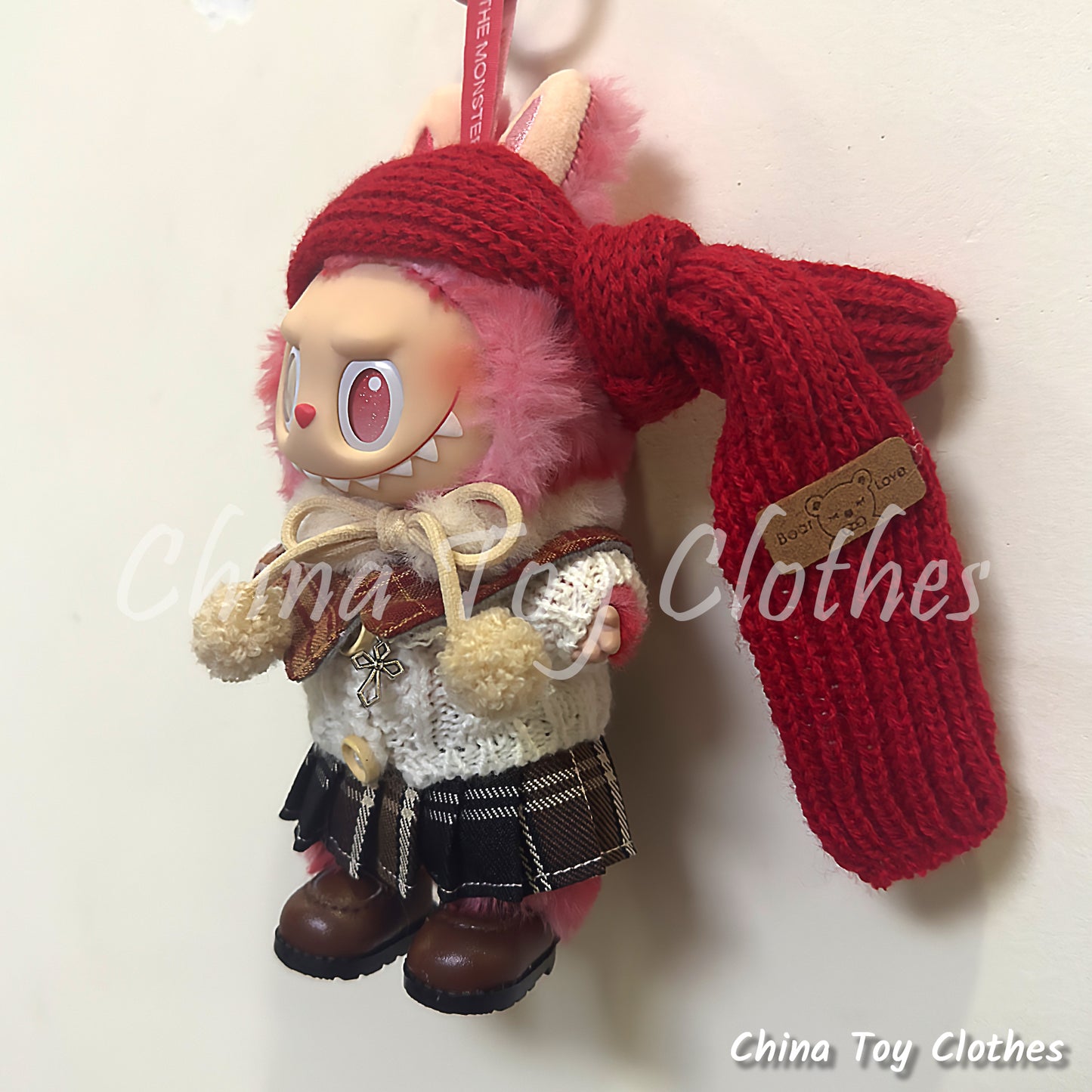 LABUBU 17 公分怪獸毛絨娃娃衣服富婆女孩 GG 套裝無玩具