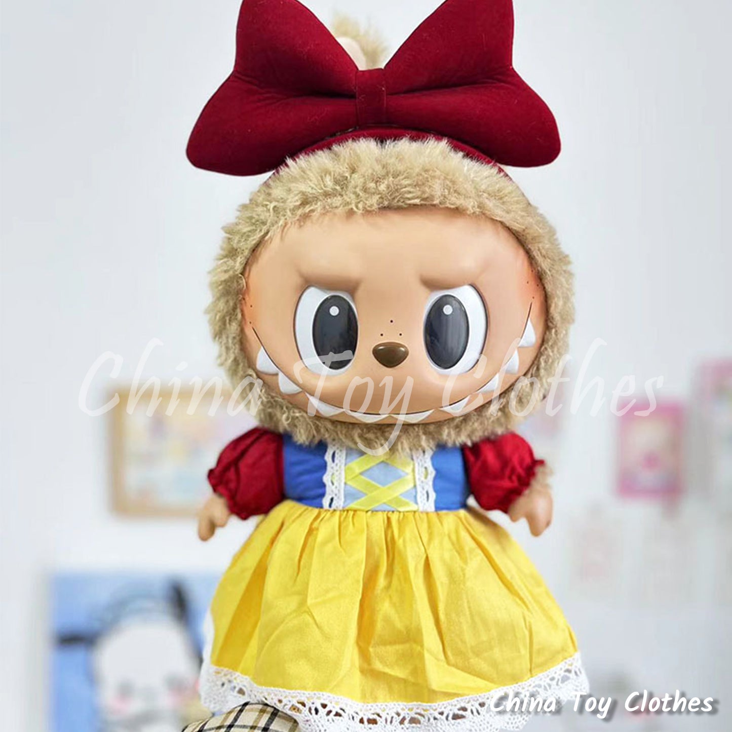 LABUBU 38cm 15inch The Monsters Plush Doll Clothes Handmade Snow White Outfit NO TOY