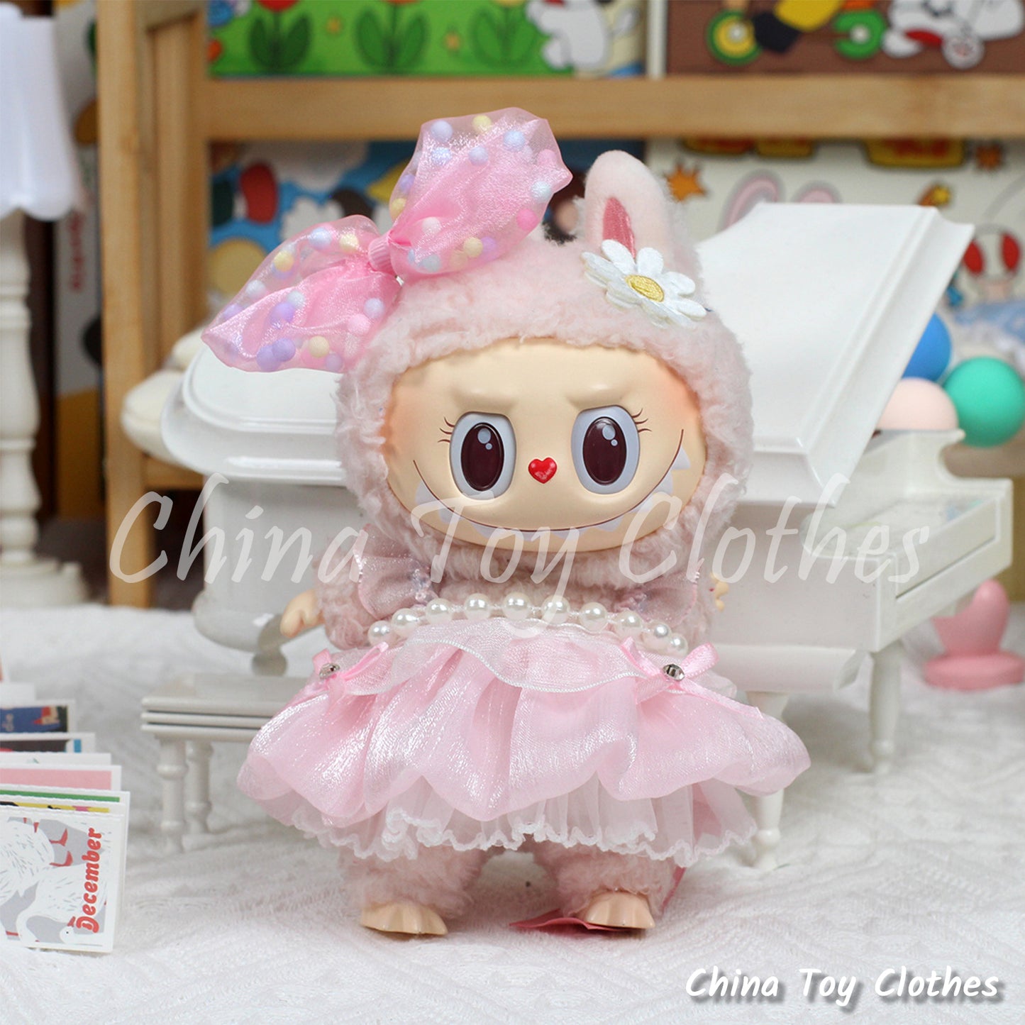 LABUBU 17cm 怪獸毛絨公仔衣帥哥漫畫風格 4 件套無玩具
