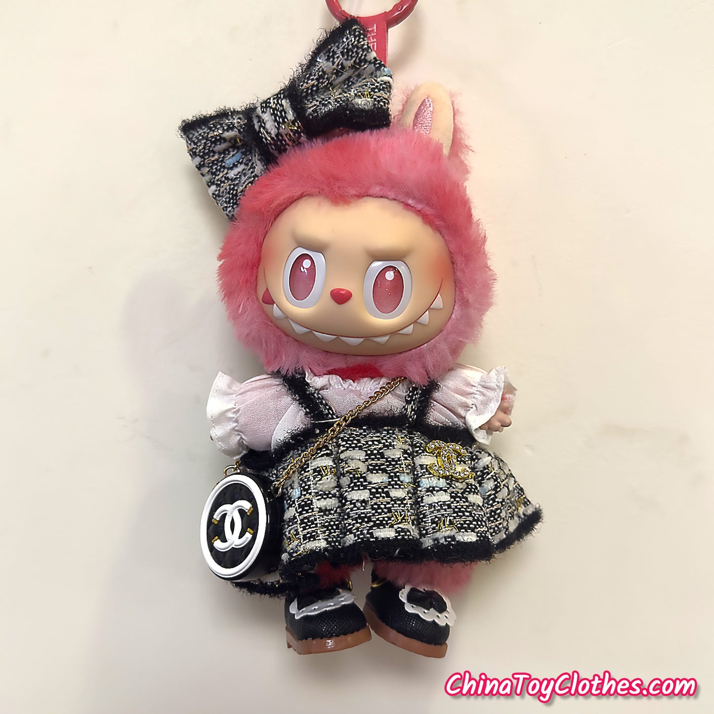 LABUBU 17cm The Monsters Plush Doll Handmade Clothes Adorable Black CC Princess Dress NO TOY