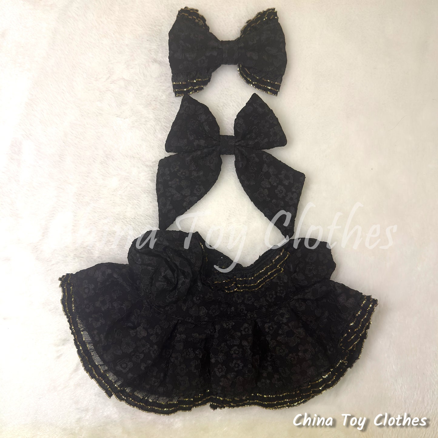 LABUBU 38cm 15inch The Monsters Plush Doll Clothes Handmade Black Lady Dress NO TOY