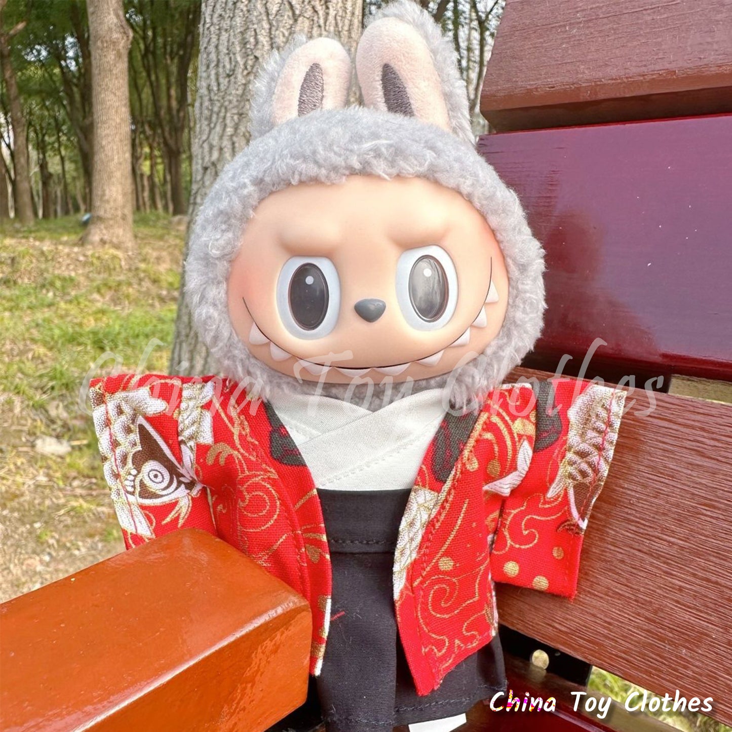 LABUBU 17cm The Monsters Plush Doll Clothes Lovely Japanese Boy Style Kimono NO TOY