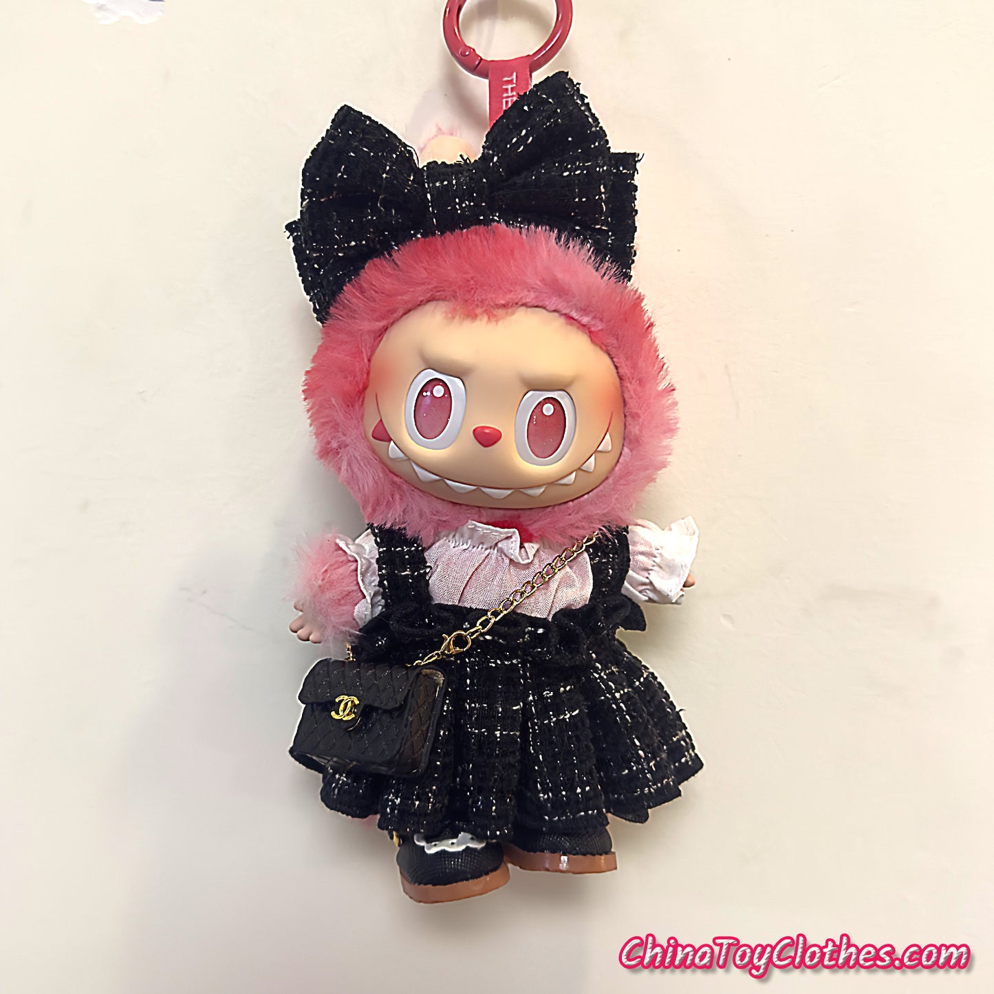 LABUBU 17cm The Monsters Plush Doll Handmade Clothes Black Elegant Princess Fashion Skirt With Bag NO TOY
