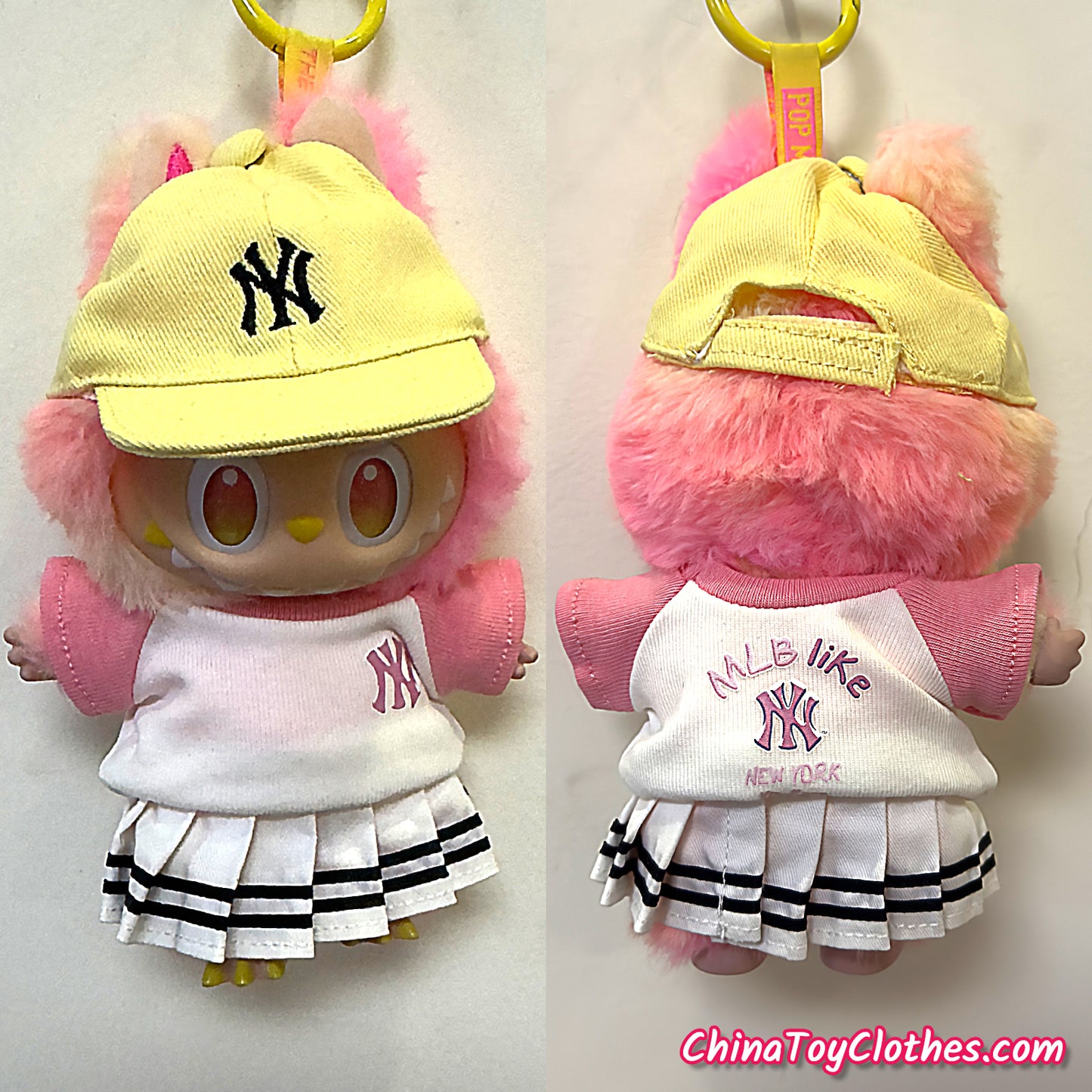 LABUBU 17cm The Monsters Plush Doll Replacing Clothes Baseball T-Shirt and Cap Leisure Sportswear Outfit NO TOY