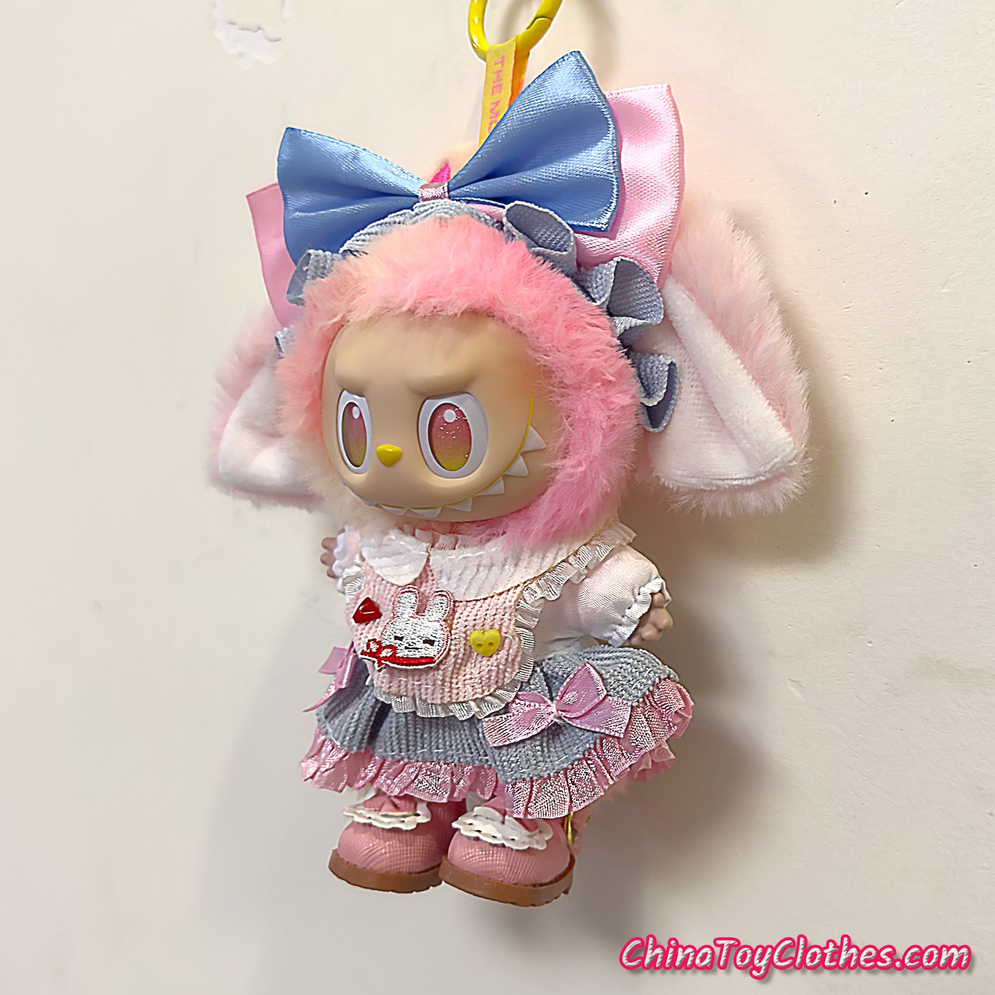 LABUBU 17cm The Monsters Plush Doll Handmade Clothes Kawaii Bunny Dress NO TOY