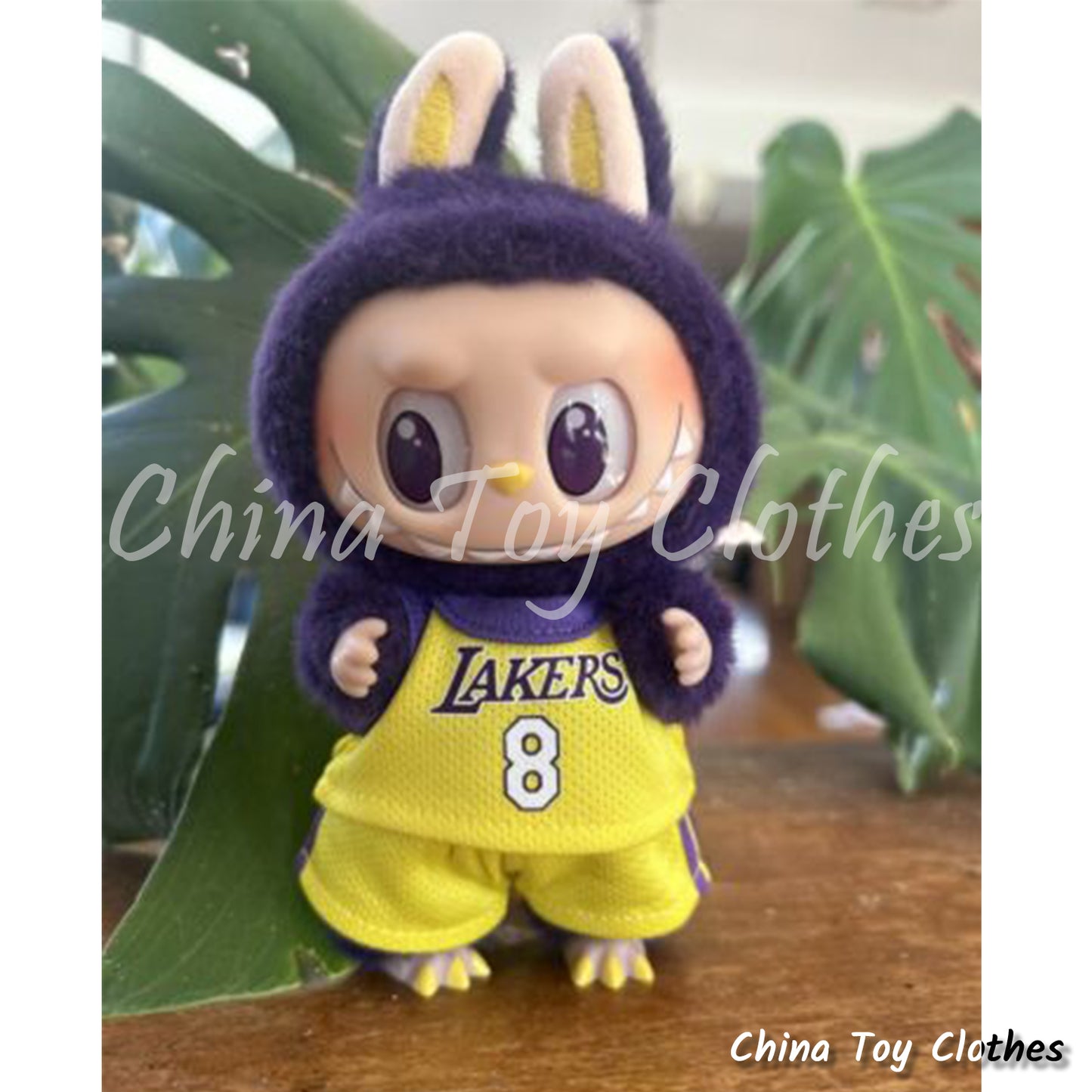 LABUBU 17cm The Monsters Plush Doll Clothes Lakes No. 8 Basketball Sportsware NO TOY