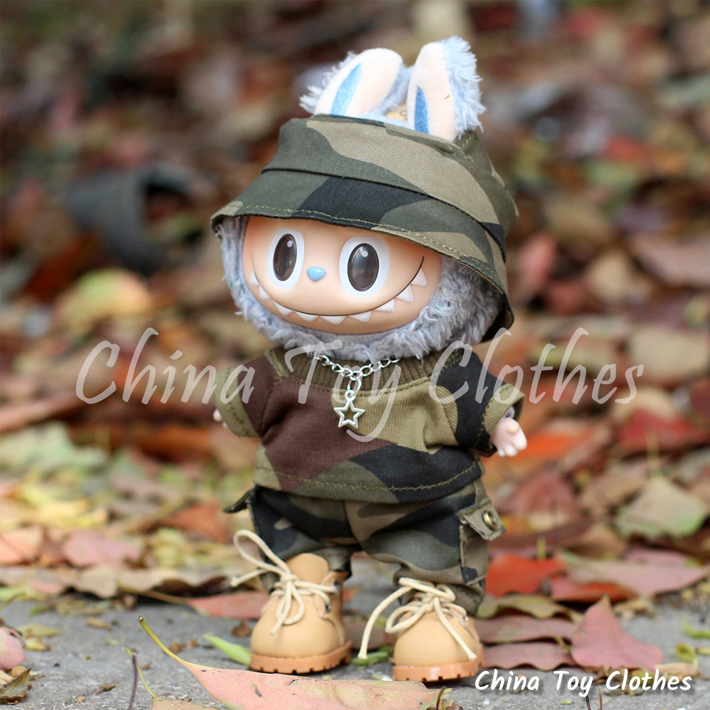 LABUBU 17cm 怪獸毛絨公仔衣帥哥漫畫風格 4 件套無玩具