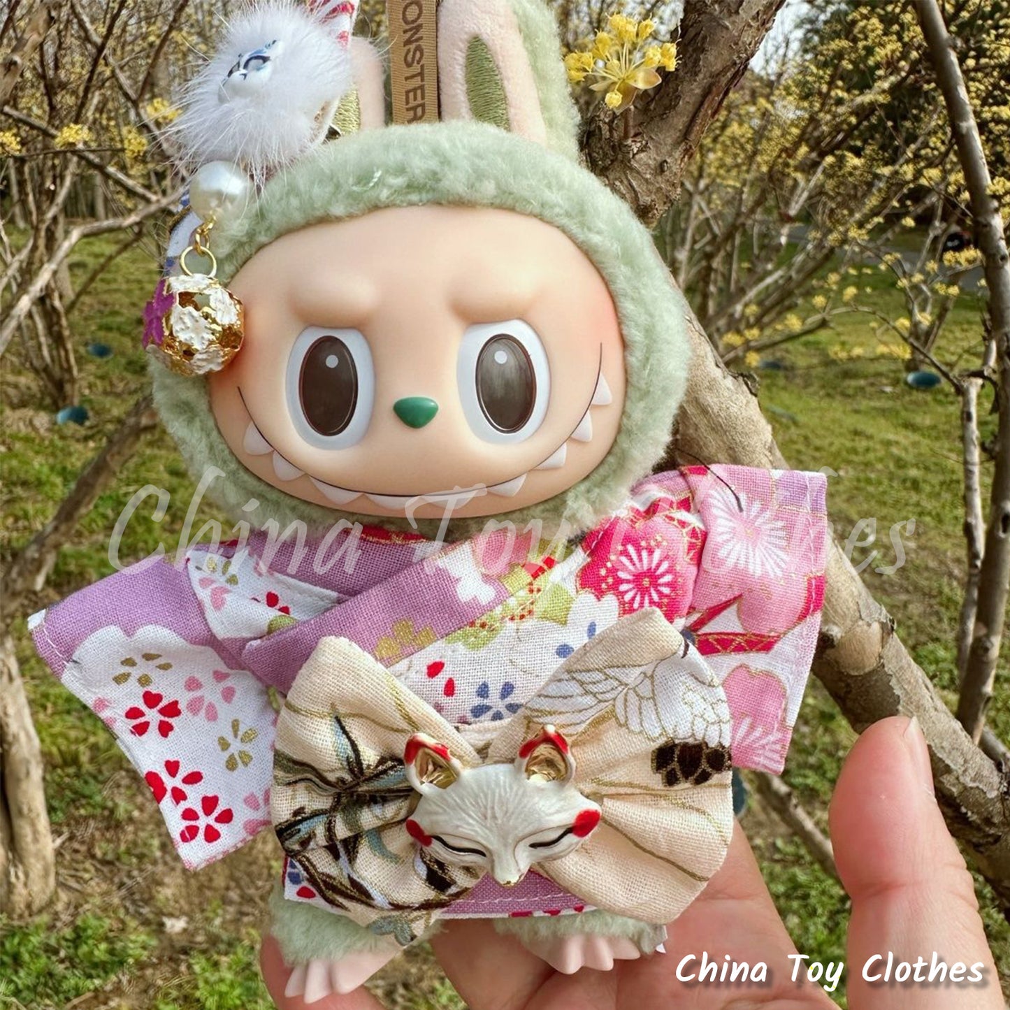 LABUBU 17cm The Monsters Plush Doll Clothes Lovely Japanese Girl Style Kimono NO TOY