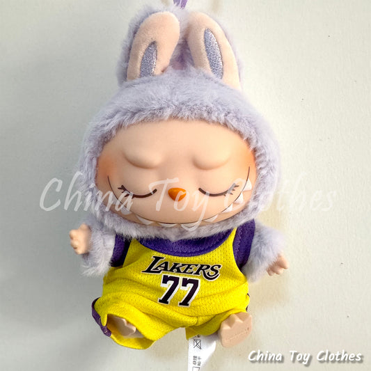 LABUBU 17cm Les Monstres Peluche Poupée Vêtements Lacs N° 77 Basketball Sportsware PAS DE JOUET