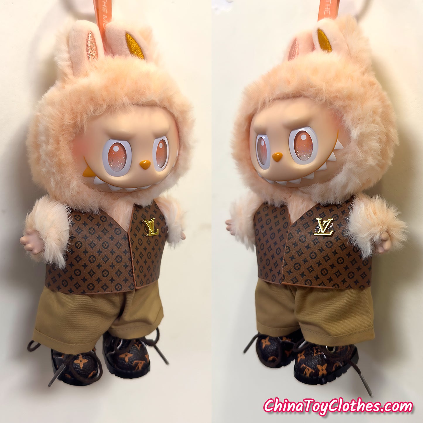 LABUBU 17cm The Monsters Plush Doll Replacing Clothes Handmade Gentleman Waistcoat  NO TOY