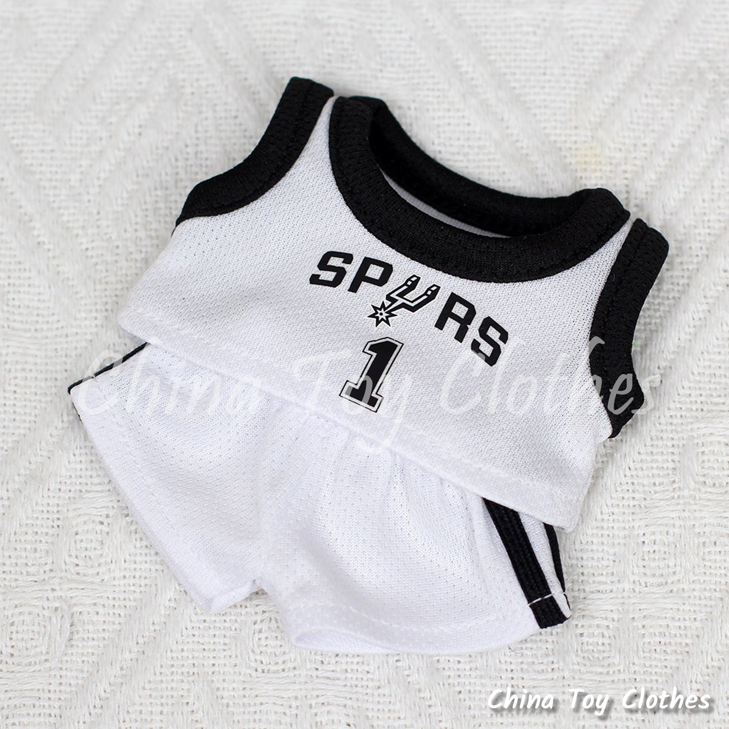 LABUBU 17cm The Monsters Plush Doll Clothes Spurs NO. 1 Basketball Sportsware Jersey NO TOY