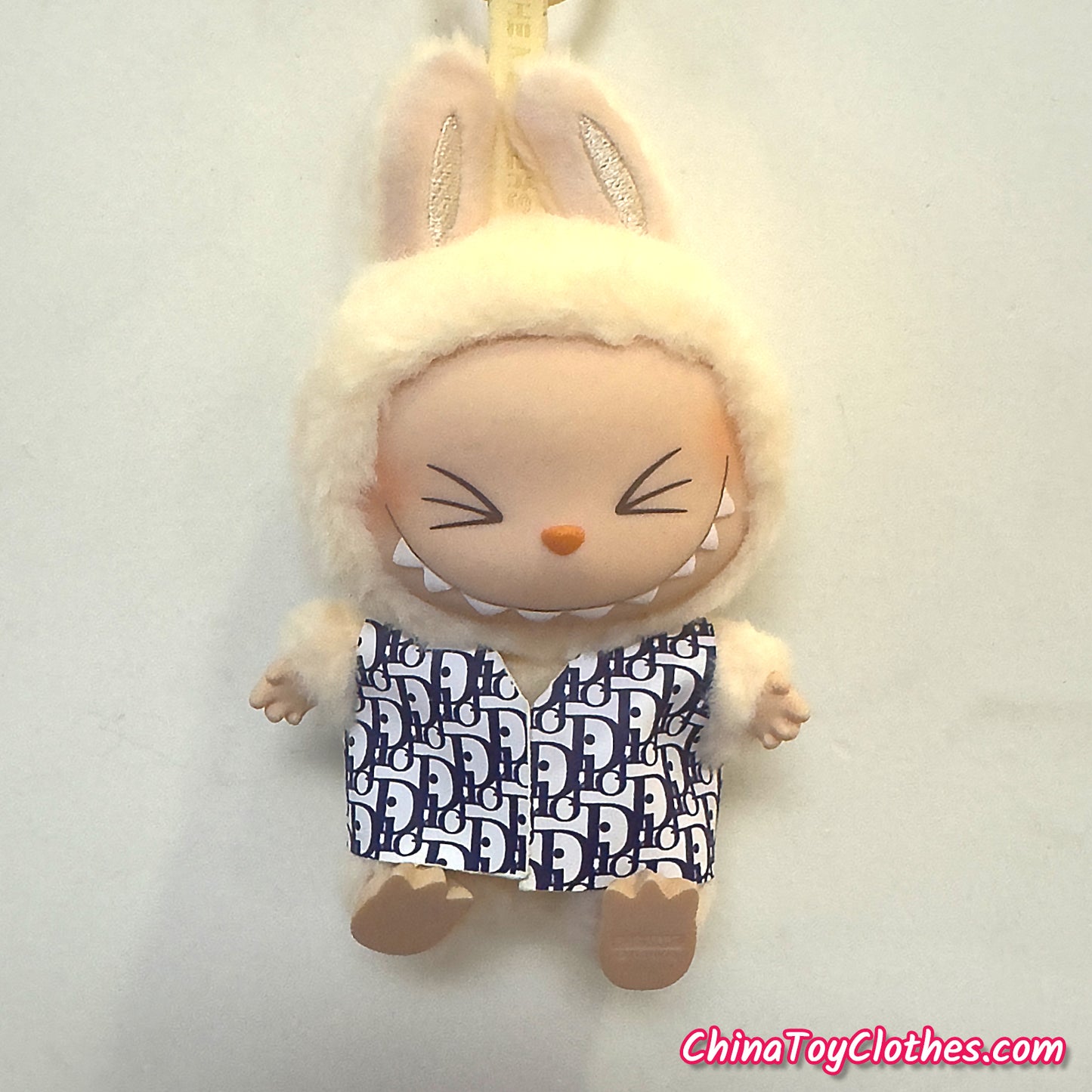 LABUBU 17cm The Monsters Plush Doll Replacing Clothes Handmade Navy Blue DD Waistcoat  NO TOY