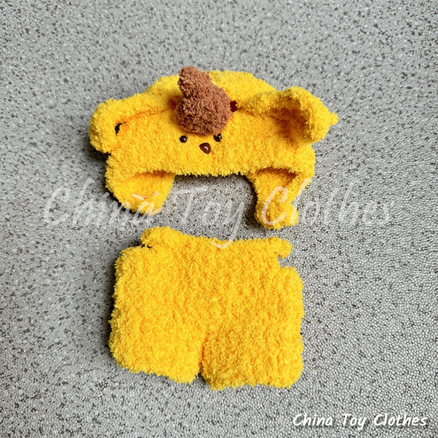 LABUBU 17cm The Monsters Plush Doll Clothes Lovely Yellow Pom Pom Purin Outfit NO TOY