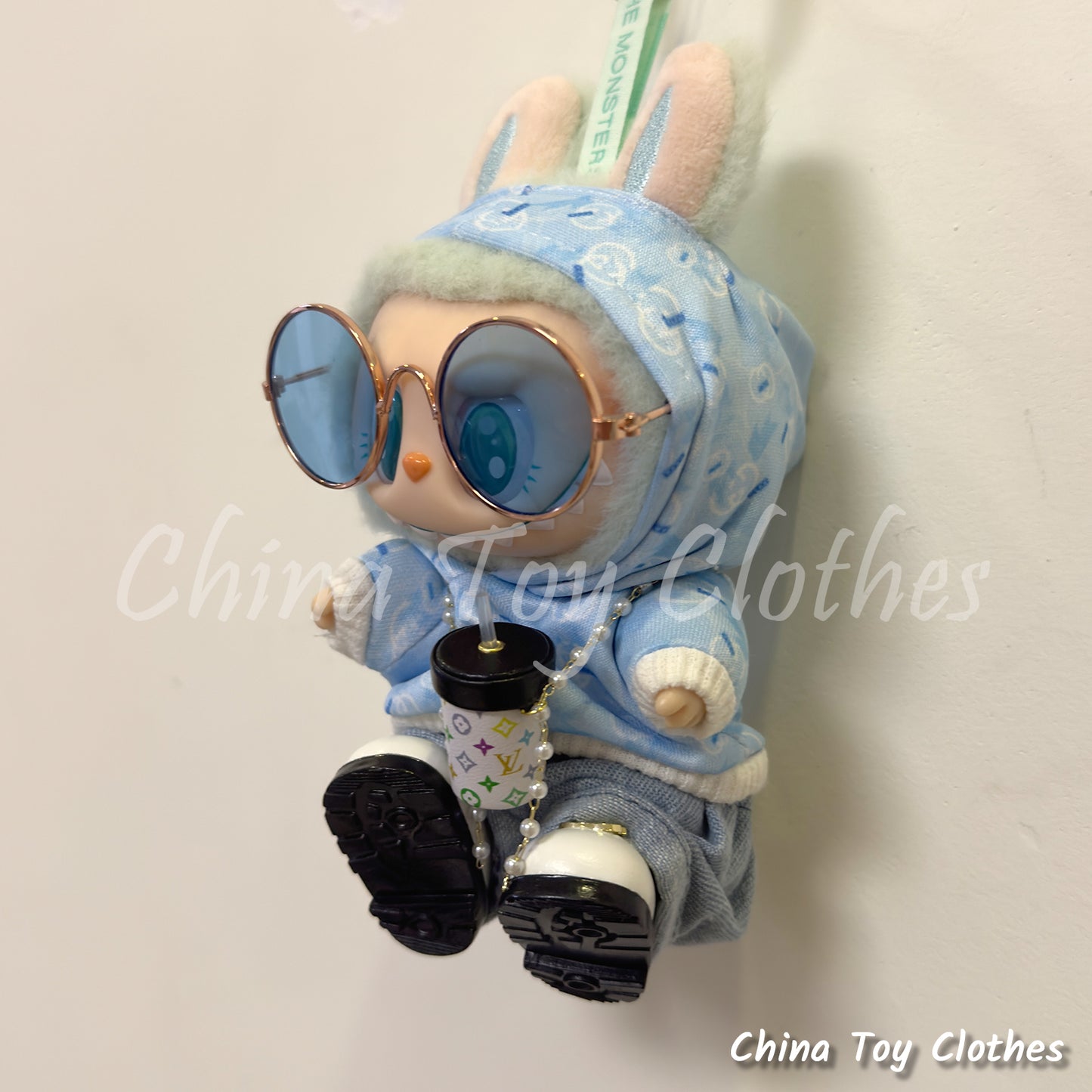 LABUBU 17cm 怪獸毛絨公仔衣帥哥漫畫風格 4 件套無玩具