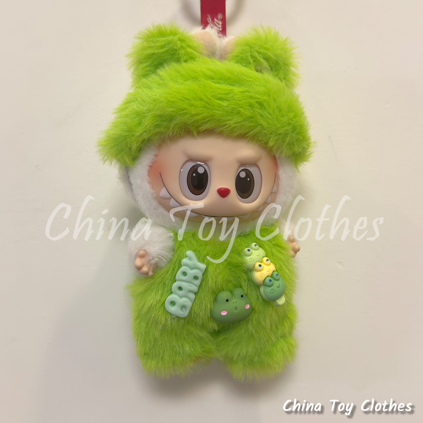 LABUBU 17cm 7inch The Monsters Plush Doll Clothes Handmade Green Frog Monster Outfit NO TOY