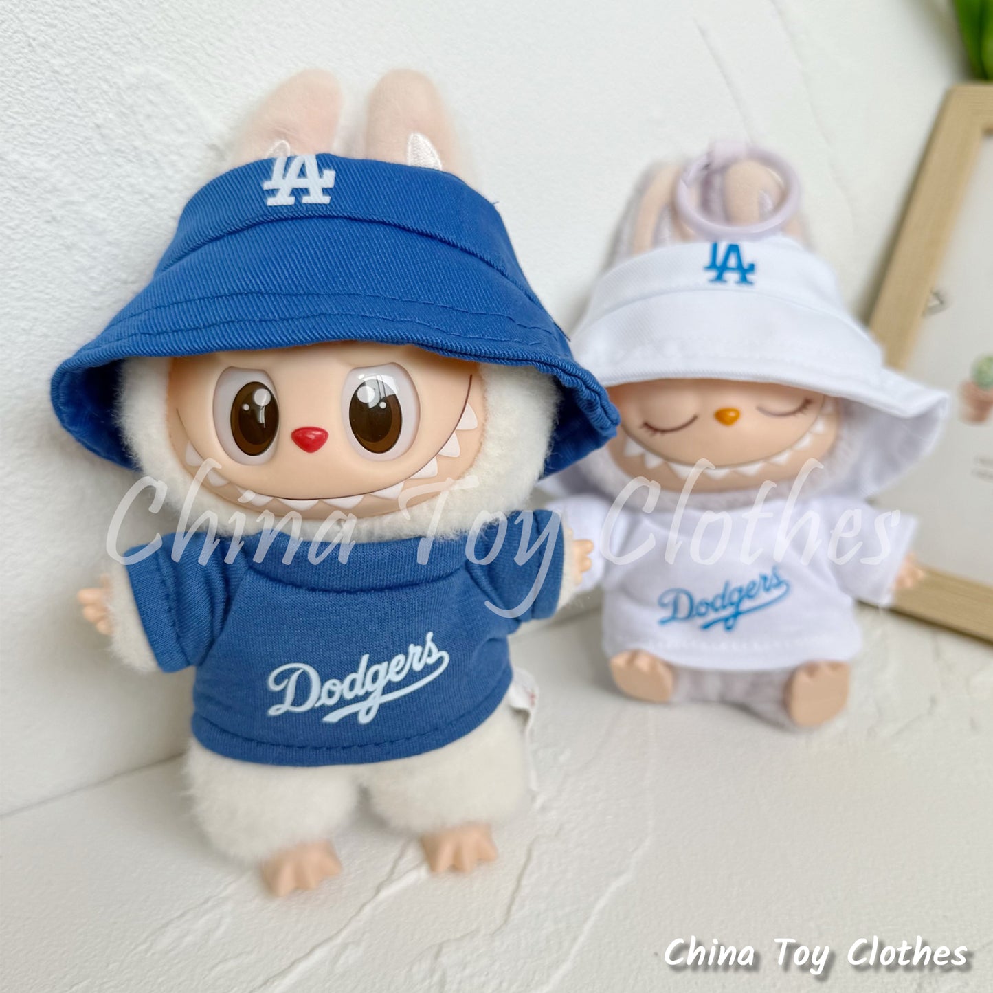 LABUBU 17cm The Monsters Plush Doll Replacing Clothes Dodgers Sportswear Outfit NO TOY