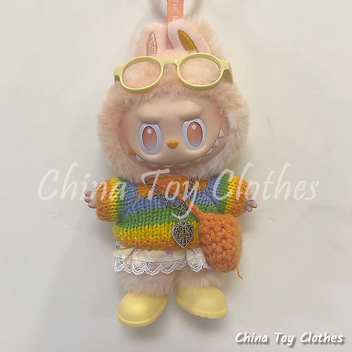 LABUBU 17cm Les Monstres Peluche Poupée Vêtements Rich Guy Femme Fille GG Costume PAS DE JOUET