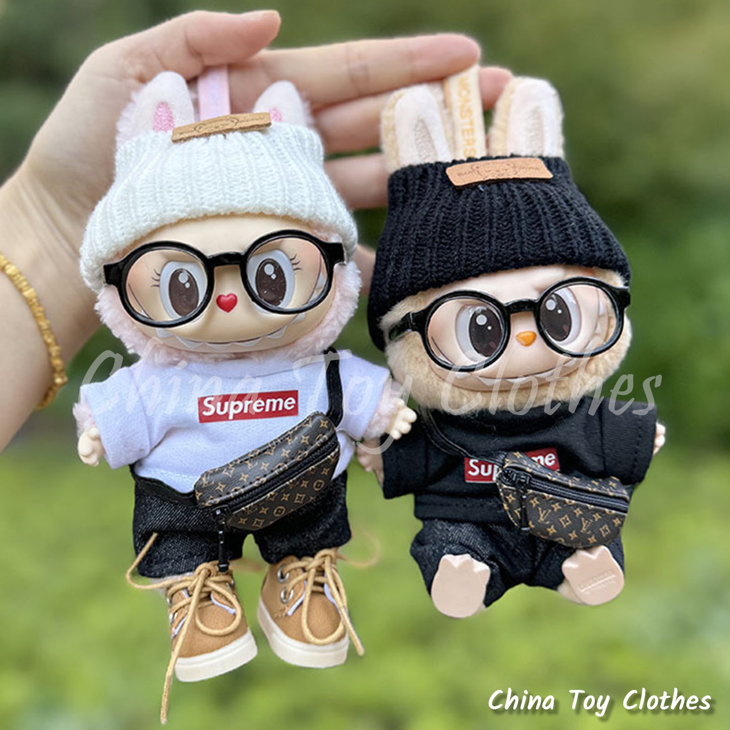 LABUBU 17cm 怪獸毛絨公仔衣帥哥漫畫風格 4 件套無玩具