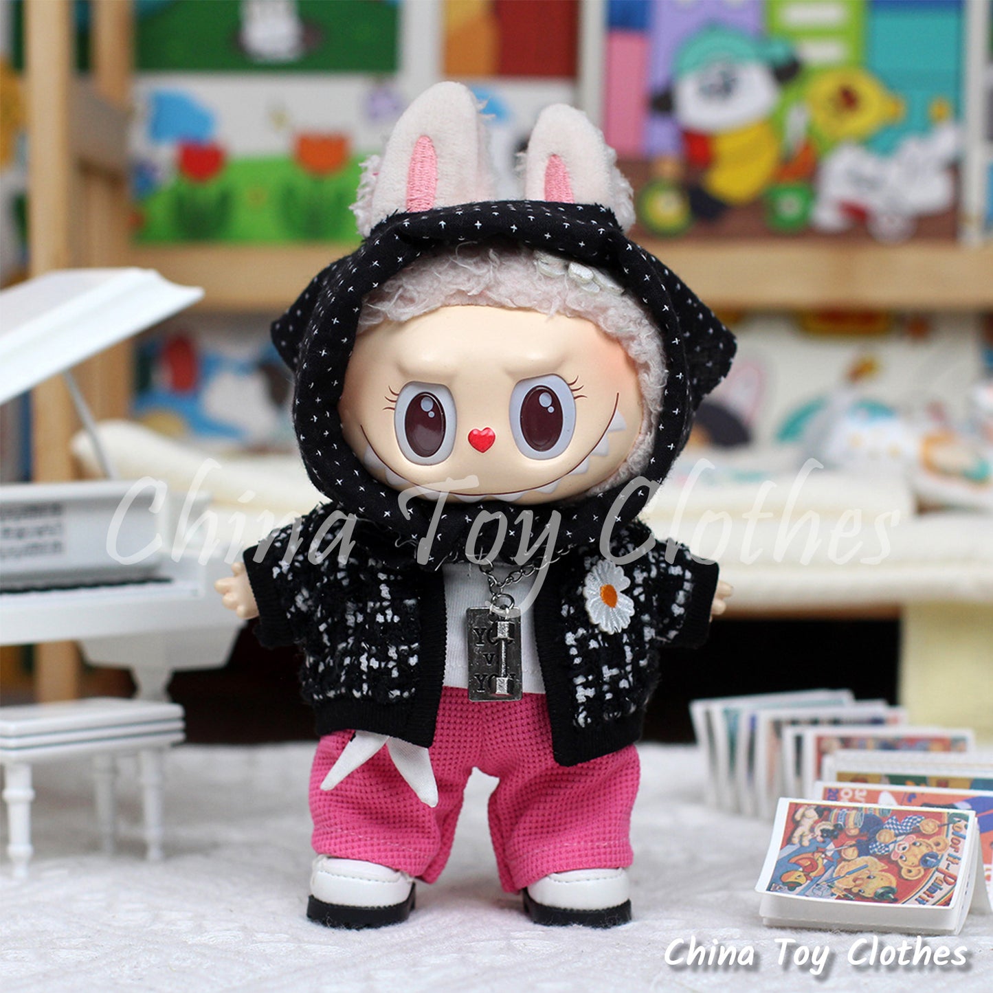 LABUBU 17cm The Monsters Plush Doll Handmade Clothes Elegant Korea Lady Fashion Outfit NO TOY