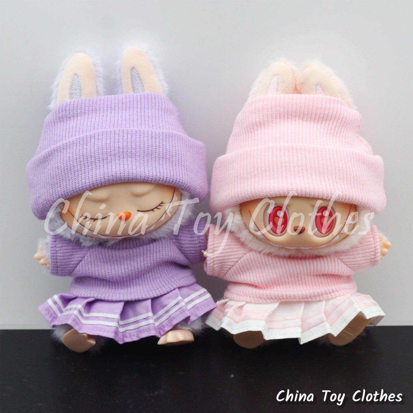 LABUBU 17cm POP MART The Monsters Plush Doll Replacing Clothes Girl's Adorable Short Skirt NO TOY