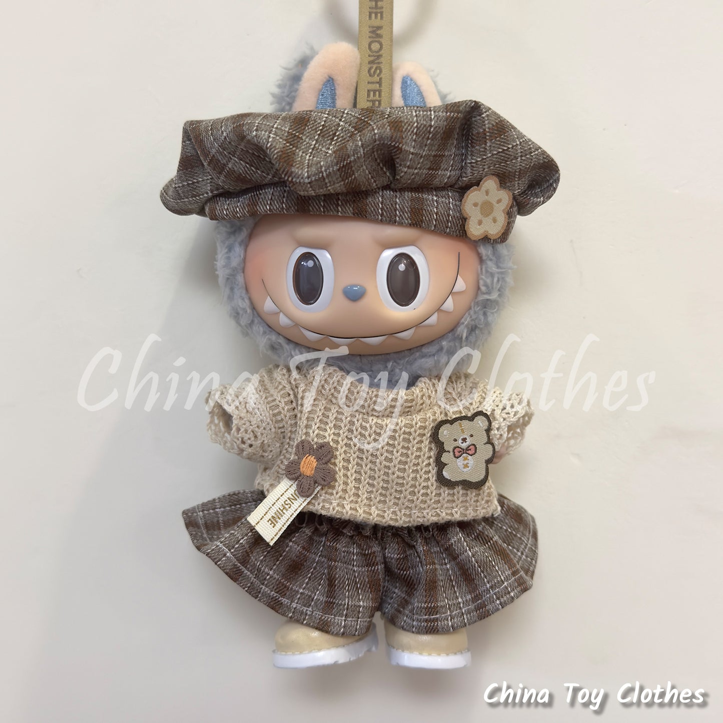 LABUBU 17cm 怪獸毛絨公仔衣帥哥漫畫風格 4 件套無玩具