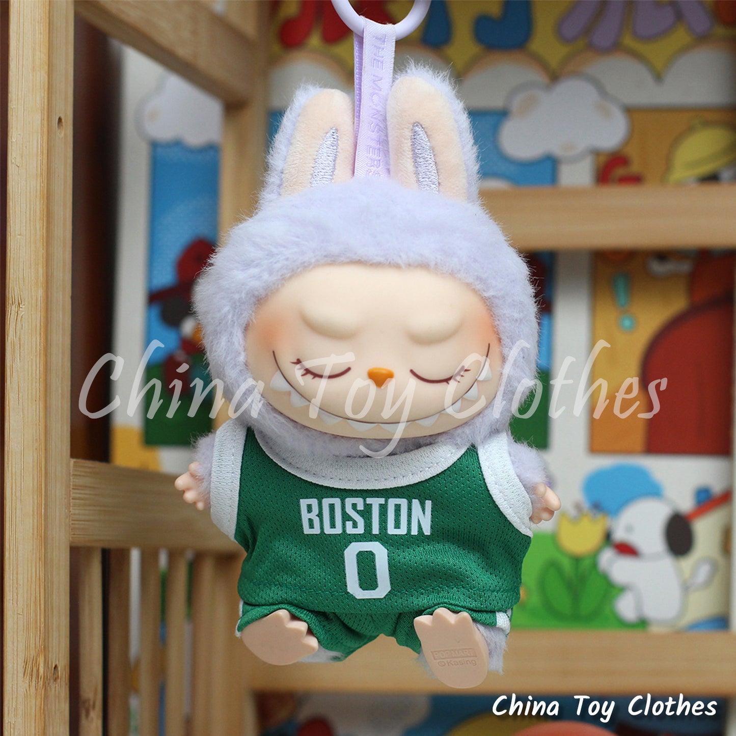 LABUBU 17cm 7inches The Monsters Plush Doll Clothes Boston 0 Basketball Sportsware Jersey O TOY