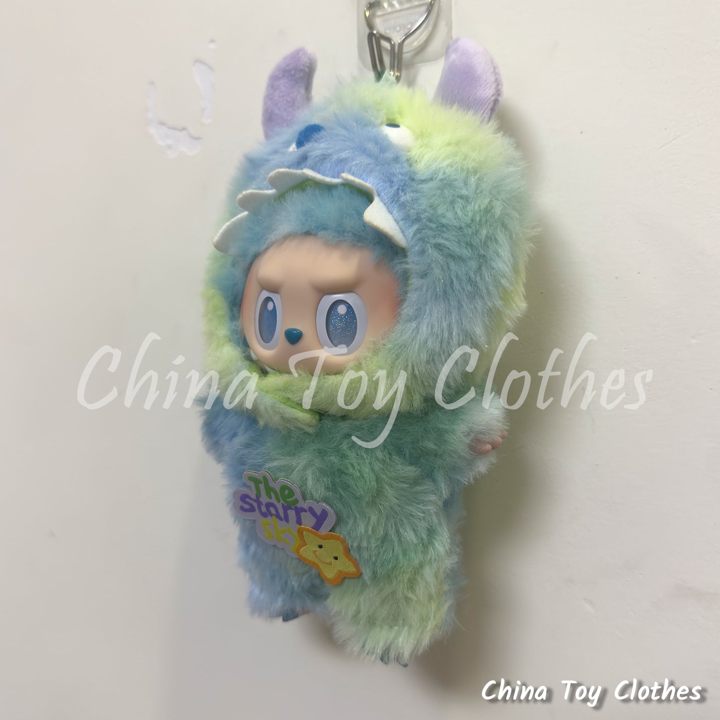 LABUBU 17cm 7inch The Monsters Plush Doll Clothes Handmade Blue Monster Outfit NO TOY
