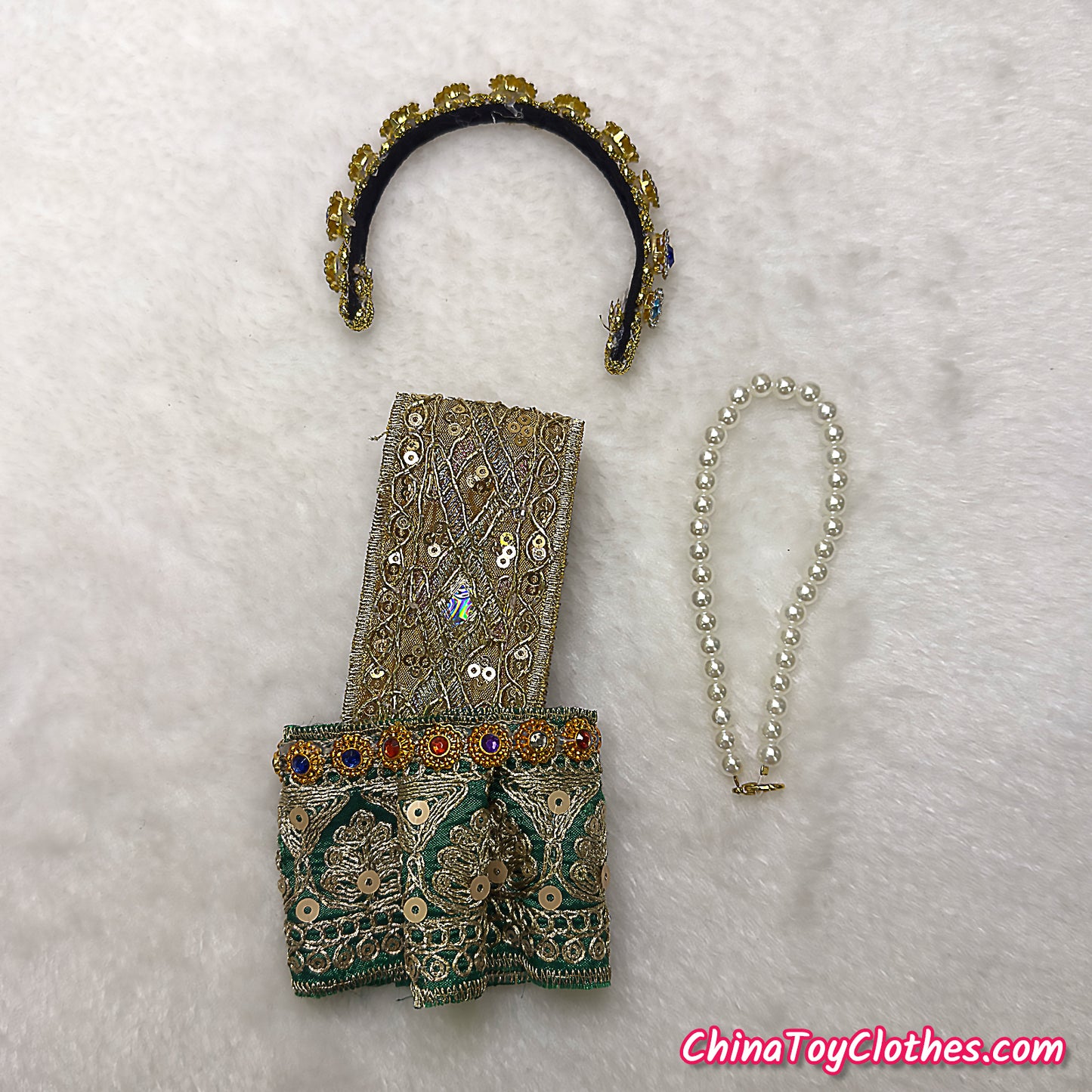 LABUBU 17cm The Monsters Plush Doll Handmade Clothes Cute Traditional Thai Green Outfit NO TOY