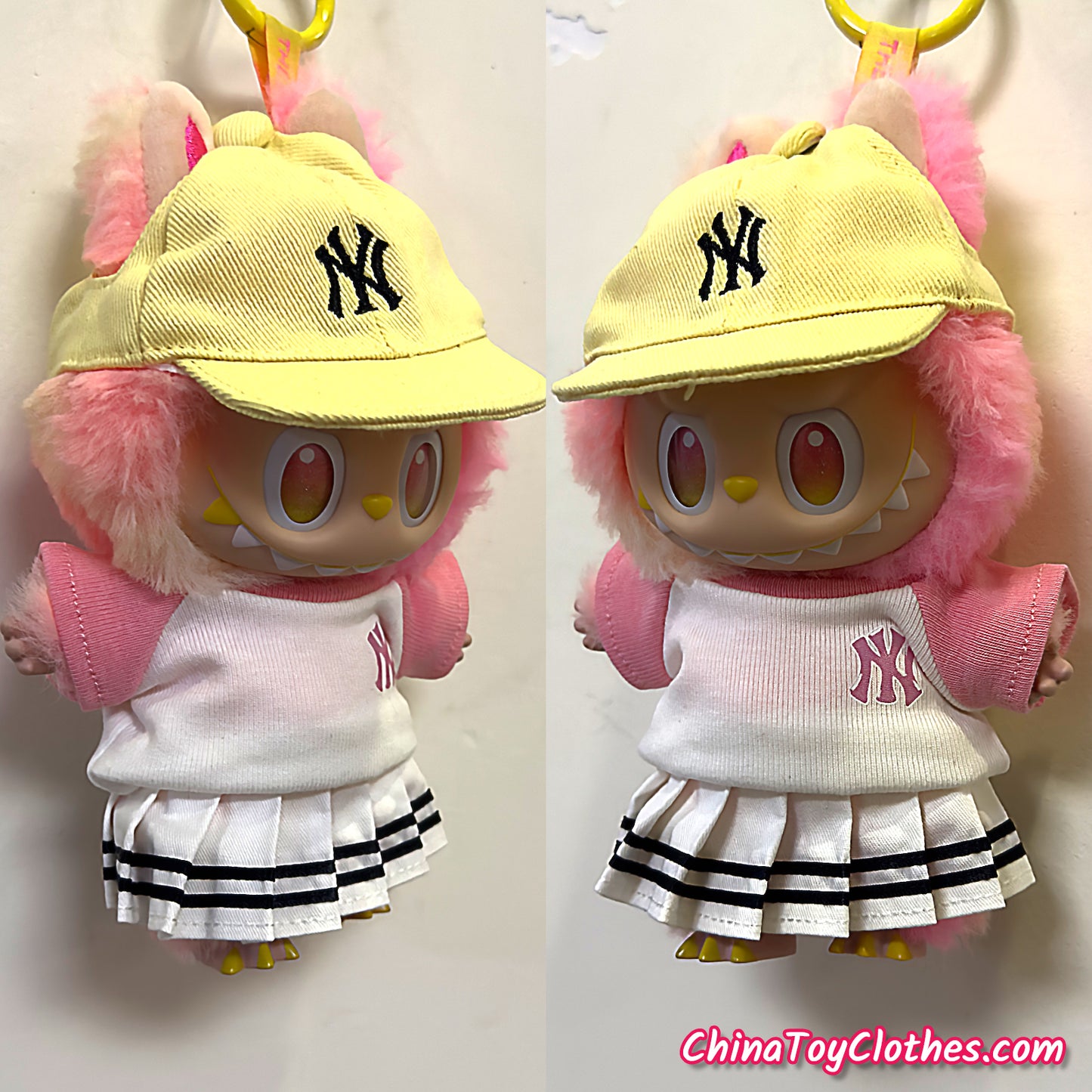 LABUBU 17cm The Monsters Plush Doll Replacing Clothes Baseball T-Shirt and Cap Leisure Sportswear Outfit NO TOY