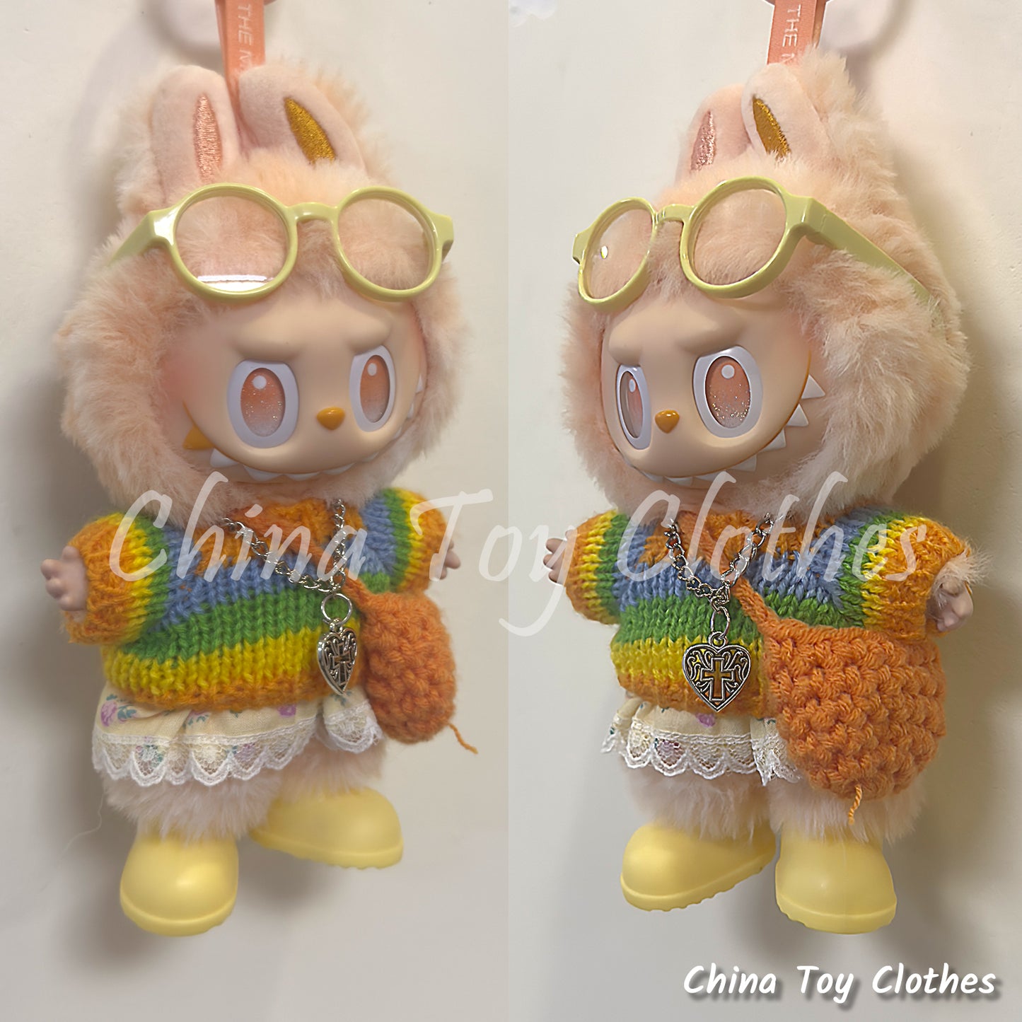 LABUBU 17cm Les Monstres Peluche Poupée Vêtements Rich Guy Femme Fille GG Costume PAS DE JOUET