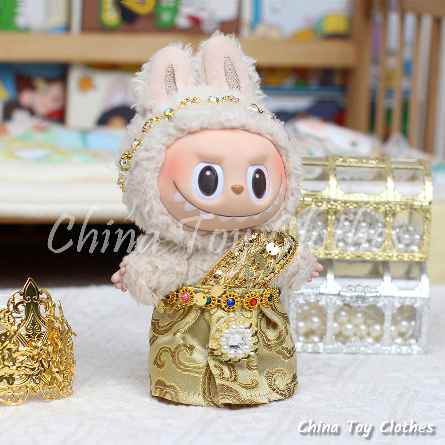 LABUBU 17cm The Monsters Plush Doll Handmade Clothes Cute Traditional Thai Outfit NO TOY