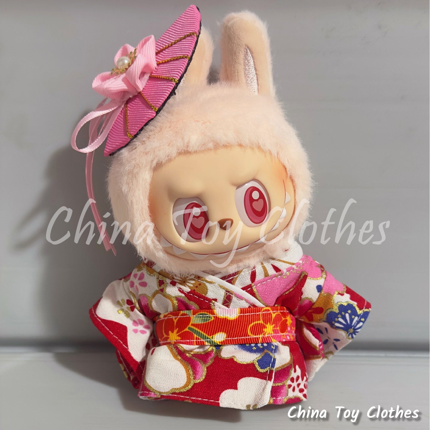 LABUBU 17cm The Monsters Plush Doll Clothes Lovely Japan Style Kimono Suits NO TOY