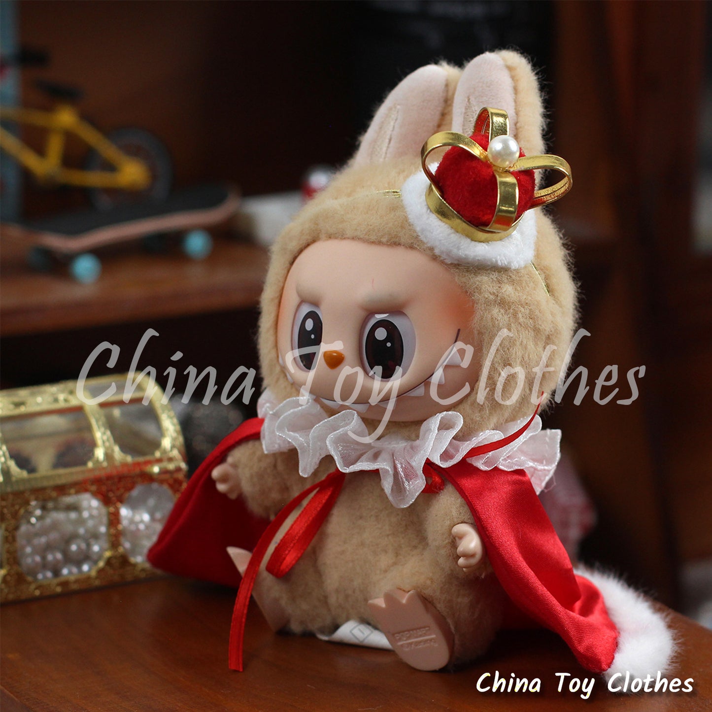 LABUBU 17cm 7inch The Monsters Plush Doll Clothes Handmade King Outfit NO TOY