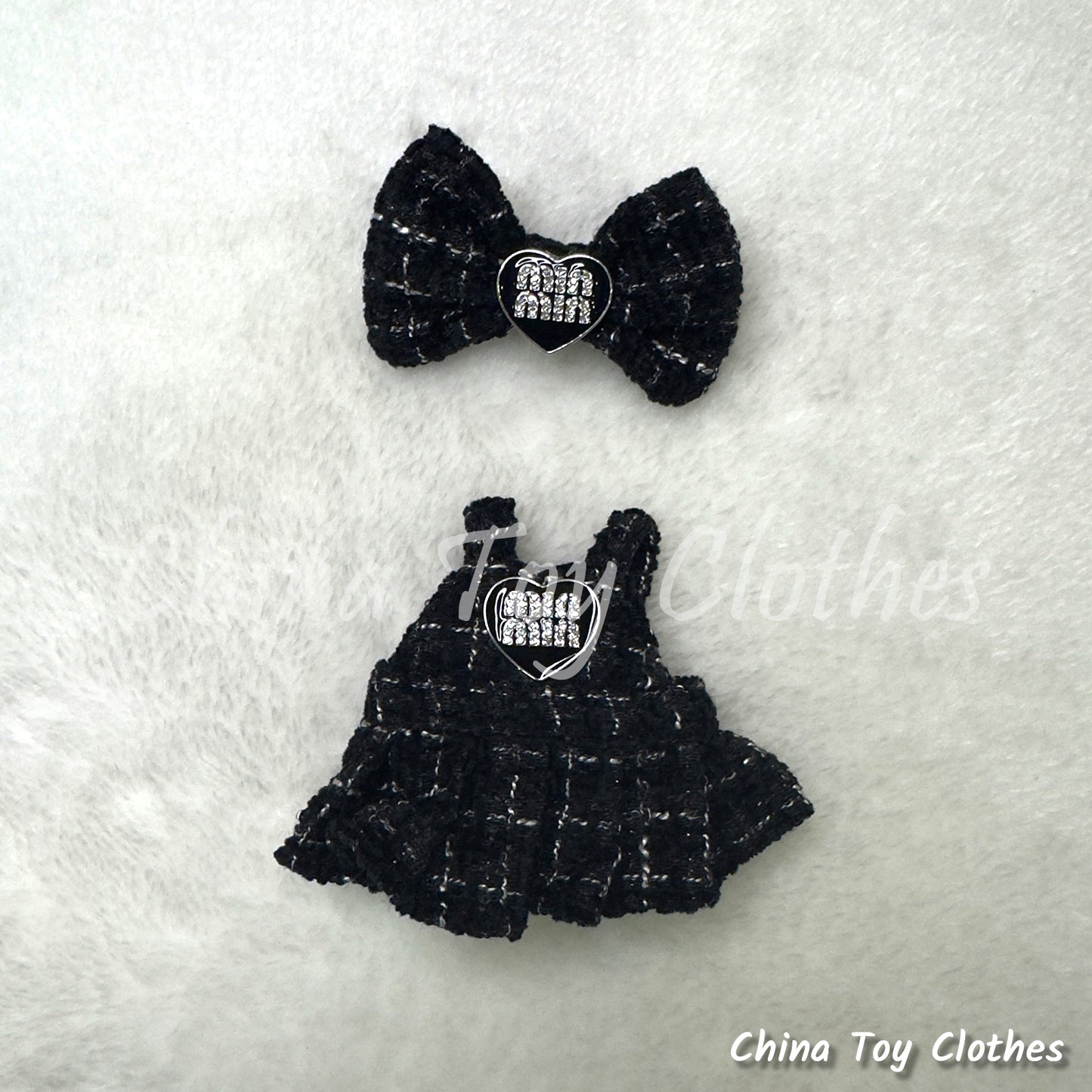 LABUBU 17cm The Monsters Plush Doll Handmade Clothes Elegant Lady Black Fashion Skirt NO TOY