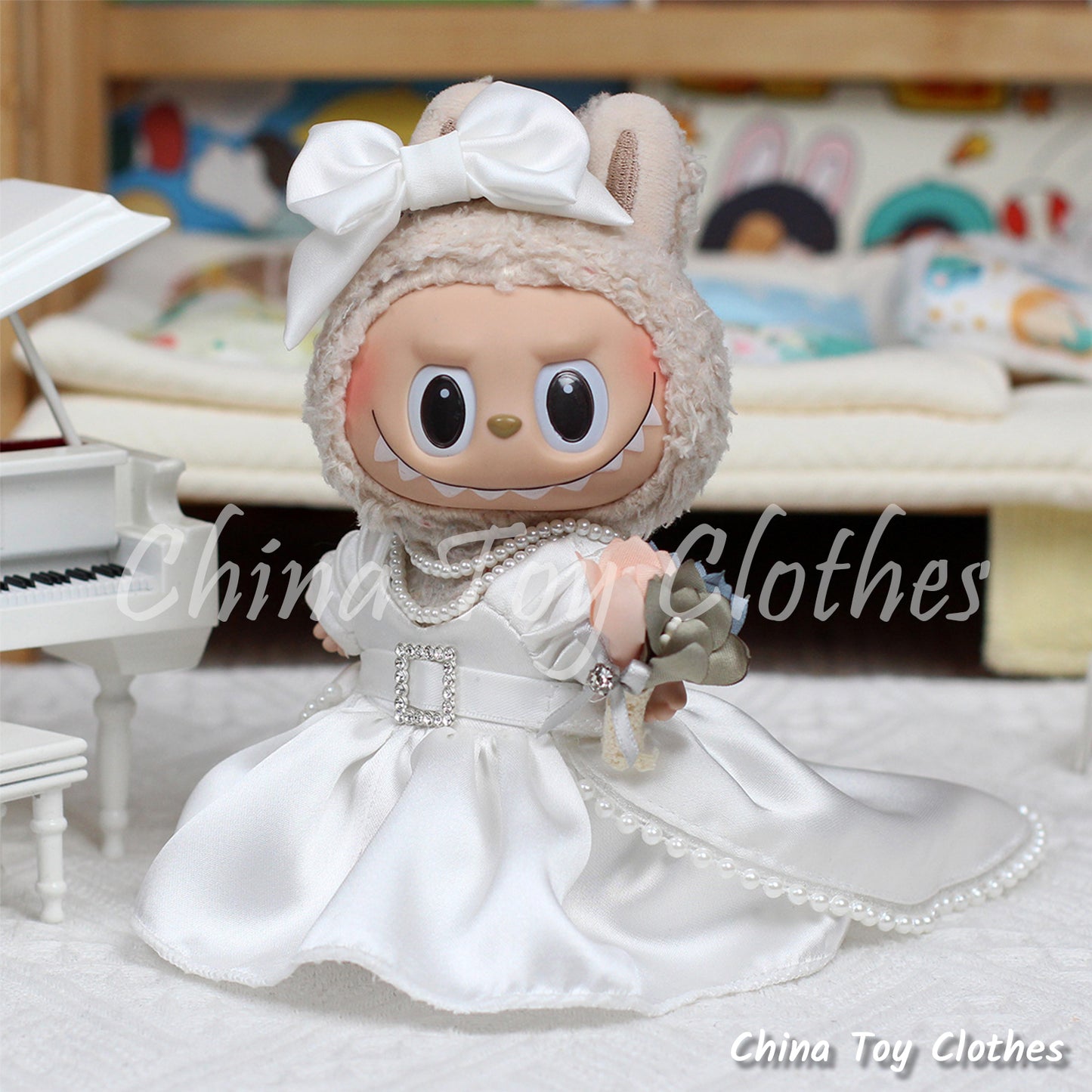 LABUBU 17cm Les Monstres Peluche Poupée Vêtements Beau Mec Style Manga 4 articles dans un costume PAS DE JOUET
