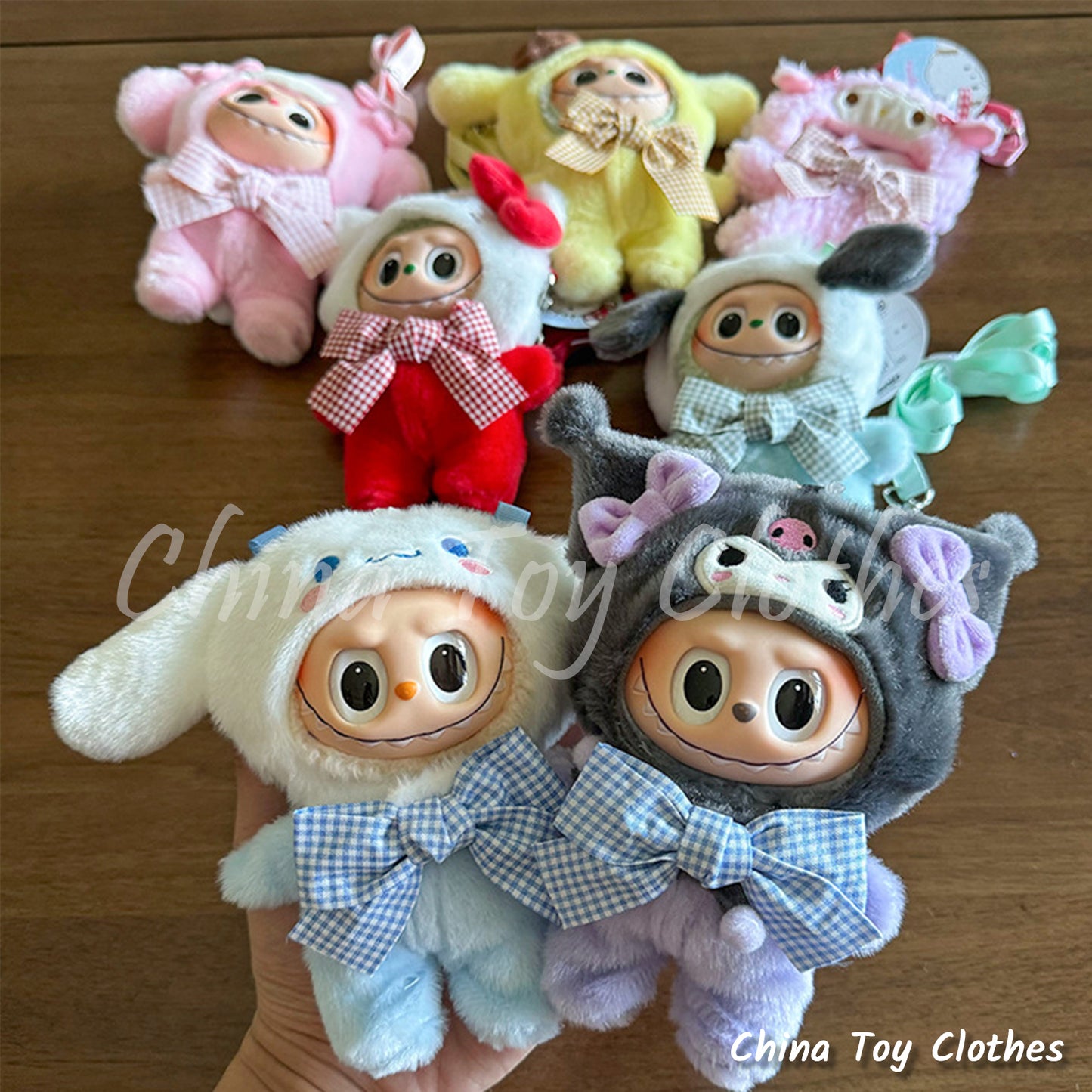 LABUBU 17cm 7inch The Monsters Plush Doll Clothes Adorable Cartoon Outfit NO TOY
